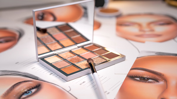 face charts and makeup palette